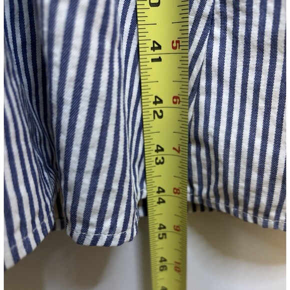 LAFAYETTE 148 Striped Shirt Dress 10 Button Front Sleeveless Nautical Classic - Picture 11 of 12